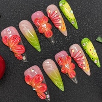 10 pièces de faux ongles en acrylique brillants, faits à la main en France, qualité professionnelle de salon, design exclusif, ongles artificiels en gel souple
