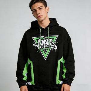 โรงงานผลิตเสื้อผ้าสั่งทำ เสื้อฮู้ดดี้สไตล์วินเทจ กระเป๋าคาร์โก้ สตรีทแวร์ ทรงหลวม พิมพ์ลายสกรีน ผ้าเฟรนช์เทอร์รี่ ป้องกันขนร่วง 420GSM สำหรับผู้ชาย - Product Image 3