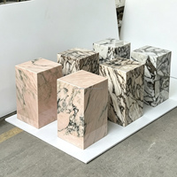Table basse en travertin et marbre massif 100 % pierre naturelle, meuble de salon pour hall d'hôtel et accent de villa