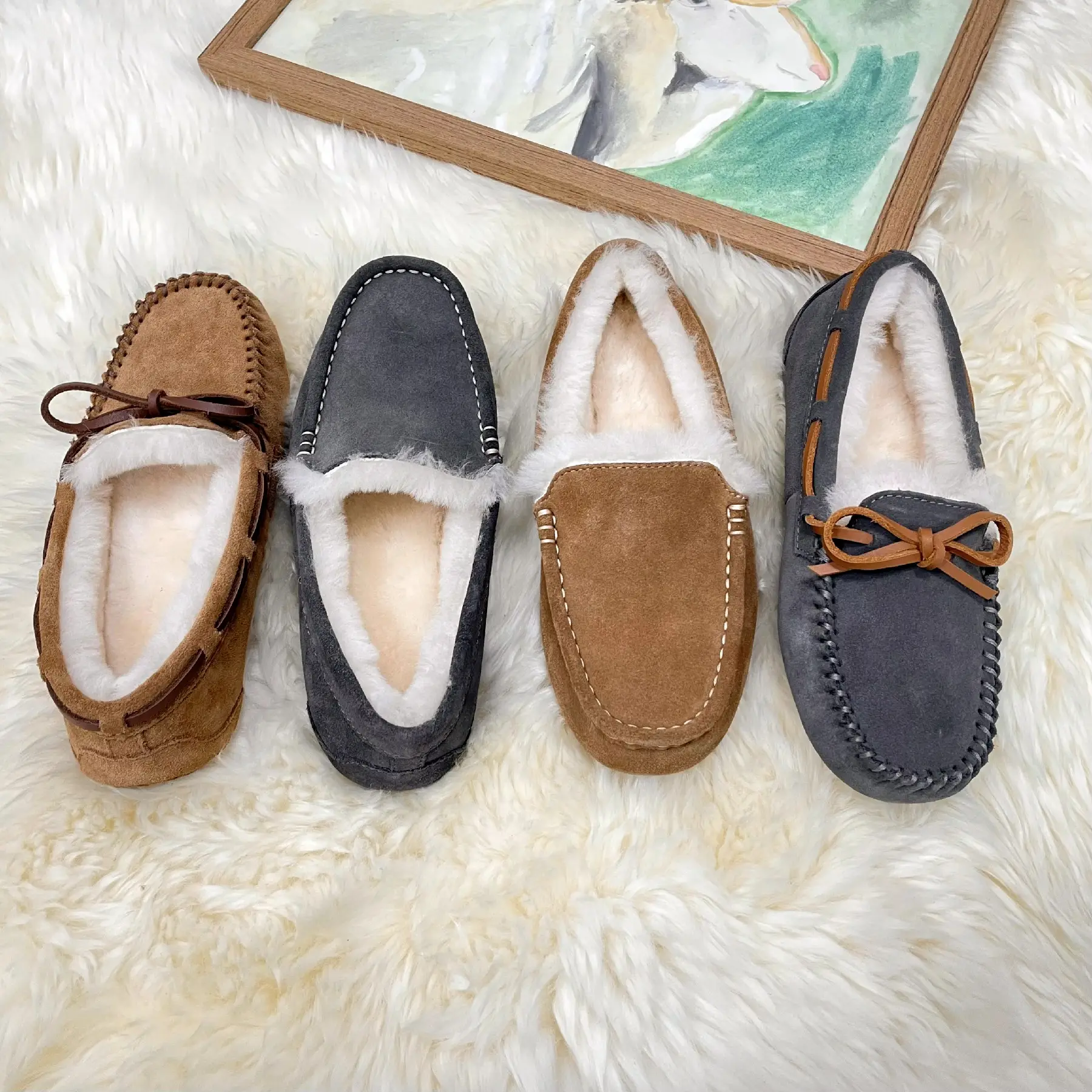 Shoe manufacturer of comfort leather moccasins ladies stylish flats loafers for women shoes