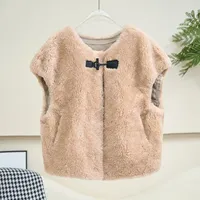 Gilet court en laine et fourrure d'agneau pour femme 2026, style streetwear, coupe ample, JT604