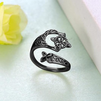Bague ouverte ajustable en alliage, motif nœud celtique ajouré, style rétro sculpté, bijou de doigt personnalisé pour femme