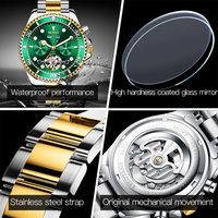 Montre-bracelet mécanique de luxe pour homme OLEVS 6605, design OEM tendance, prix bas, étanche, entièrement en acier inoxydable, logo personnalisable.