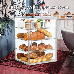 Eco-friendly Portable Modern 4-Layer Adjustable Polished <b>Acrylic</b> Plastic Pastry Bread <b>Display</b> <b>Case</b> Magnetic <b>Door</b> Kitchen - Product Image 2