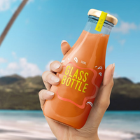 Bouteille en Verre Vide de Jus et de Lait 150ml 250ml 500ml 1L Transparente avec Couvercle en Métal pour Boissons — Vente en Gros