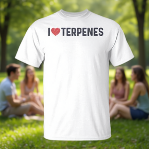 Camiseta I Love Terpenes Blanca Unisex de Algodón con Cuello Redondo y Manga Corta para Uso Casual y Actividades Promocionales - Product Image 3