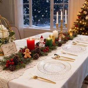 Assiettes en plastique transparentes <span class=keywords><strong>pour</strong></span> Noël, martelées, fantaisie, classiques, rondes, jetables, résistantes, <span class=keywords><strong>pour</strong></span> <span class=keywords><strong>les</strong></span> fêtes - Product Image 2