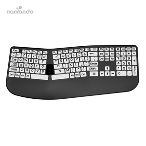 Clavier ergonomique sans fil à double mode avec fonction 2.4G et BT1, compatible avec les systèmes <span class=keywords><strong>Windows</strong></span> 10 et <span class=keywords><strong>Mac</strong></span> <span class=keywords><strong>OS</strong></span> <span class=keywords><strong>X</strong></span>, disposition française - Product Image 4