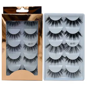 Wholesale new laser box 5 pairs faux eyelashes 5D natural thick plus vibration eyelashes manufacturers