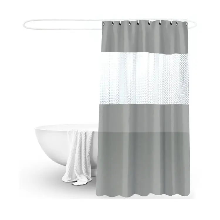 Olid-cortina de ducha de empalme grueso, visillo de baño semitransparente, resistente al agua