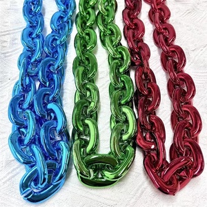 축구 축하 목걸이 아크릴 링크 체인 힙합 스타일 목걸이 대형 컬러 하드 플라스틱 팬 체인 - Product Image 5