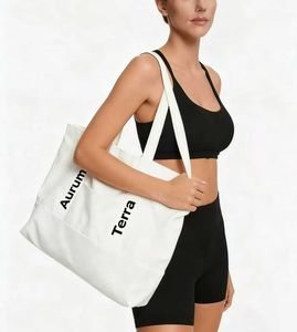 Customized Branded Strap Slogan Printed logo Shopping Cotton Canvas Active Lifestyle Sporty Tote Bag for Gym - Product Image 2