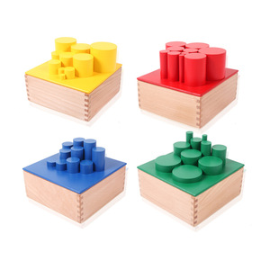 Materiali Montessori Giocattolo Geometrico per Bambini Cilindri Colorati <span class=keywords><strong>in</strong></span> <span class=keywords><strong>Legno</strong></span> Senza Manopole Set Educativo - Product Image 4