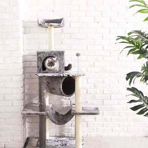 Torre para Gatos Moderna de Madera de Varios Niveles, Alta, Gris, de Piso a Techo, Producto para Mascotas, Árbol para Gatos y Rascador Moderno - Product Image 3