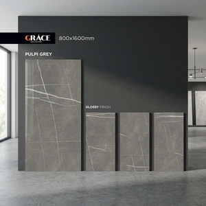 Losas de porcelana brillante Gris Onyx Gris de 800x1600 mm con aspecto de mármol pulido para pisos y paredes. - Product Image 3