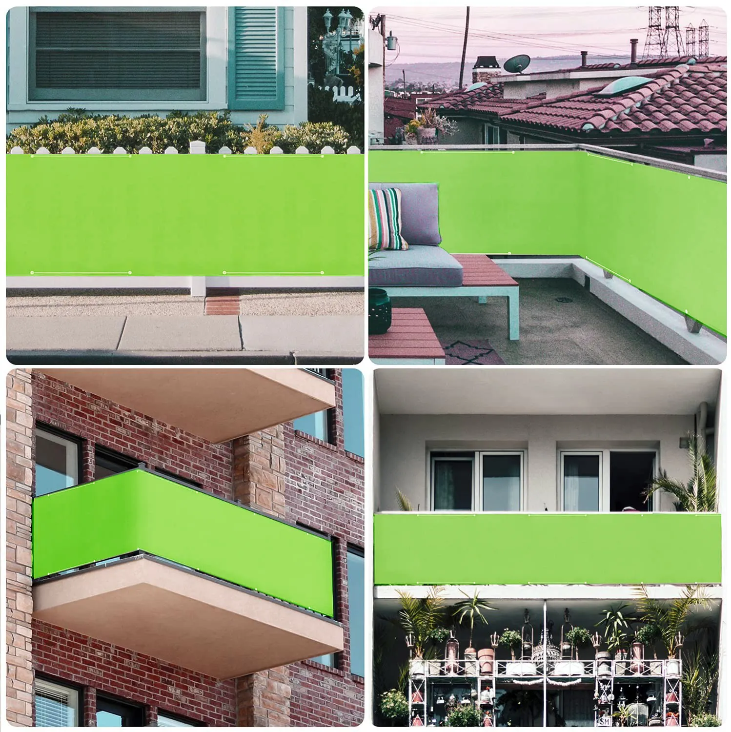 Rede de privacidade para terraço, proteção solar verde Apple, tecido à prova d'água, anti-UV à prova de chuva, para varanda e terraço, proteção solar