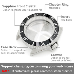 Vỏ đồng hồ SKX bạc, núm vặn ở vị trí 3 giờ dành cho SKX007 009, bề mặt thép sáng bóng, phù hợp với máy NH35, vòng chapter, nắp lưng, phụ kiện độ chế. - Product Image 3