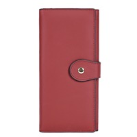 Dompet Keamanan Anti-RFID Kulit Asli Tempat Kartu Kredit Kapasitas Besar Dompet Vintage dengan Resleting untuk Wanita