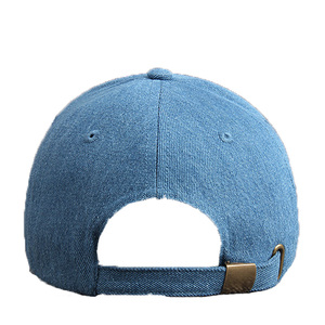 Customizable unisex curved <span class=keywords><strong>hem</strong></span> washed denim blue baseball hat - Product Image 5