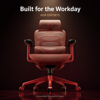 Chaise de bureau ergonomique AOR à dossier haut en maille, appui-tête 4D, accoudoirs 5D, base lombaire en alliage, vérin à gaz classe 4, certifiée BIFMA, rouge, vente en gros usine