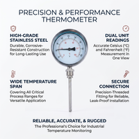 Universal Corrosion-proof 1/2 MNPT Radial Bimetal Thermometer 0-100℃ Oil-Filling Temperature Measuring Instrument