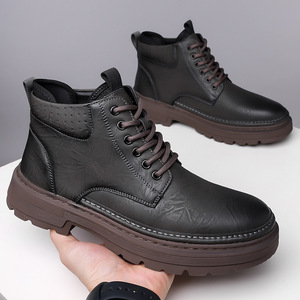 รองเท้าบูทมาร์ตินบุขนสำหรับผู้ชาย ฤดูใบไม้ร่วง ฤดูหนาว พื้นหนา อุ่นสบาย เหมาะสำหรับใส่ทำงานลำลอง - Product Image 2