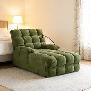 Canapé-lit de sol multifonctionnel en chenille réglable avec support de téléphone, chaise longue inclinable pour jeux, lecture et siestes – Style traditionnel - Product Image 1