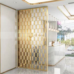 LL66 Customized Interior Stainless Steel Waterproof <b>Screens</b> & Room Dividers with Translucent Movable Living Room Partition - Product Image 1