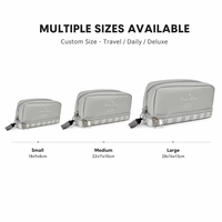 Trousse de Maquillage Multi-Compartiments Miss Grey à Carreaux avec Double Fermeture Éclair, Pochette de Voyage Portable pour Femmes
