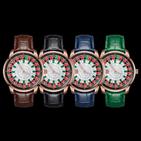 Montre pour homme GMS avec logo personnalisé OEM, mécanique de luxe, résistante à l'eau 30M, boîtier en alliage, bracelet en cuir, cadran brillant avec pierres, style business