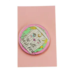 Artesanía de metal personalizado 2D personalizado impreso redondo esmalte metal logo pequeño hermoso cuello uniforme solapa Pin para niña jeans