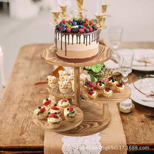 <b>Wooden</b> 4 Tier <b>Cupcake</b> <b>Stand</b> Desktop Display Rack Rustic Solid Wood Multipurpose Storage Tray For Home Dcor Foods Beverages - Product Image 2