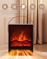 Cheminée électrique avec flamme réaliste 3D, 1500W/750W, thermostat réglable, double protection de sécurité, finition en bois de noyer