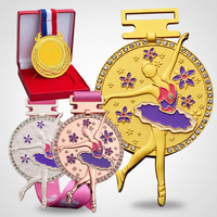 Médaille de danse, de gymnastique, de musculation, de pilates, de ballet, en zamak 3D, design personnalisé, brillante, dorée, 6,5 cm, 70 mm