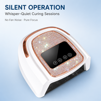 Lampe à ongles UV LED silencieuse sans ventilateur, construction robuste et durable, panneau en strass, 3 réglages de minuterie, pour salon
