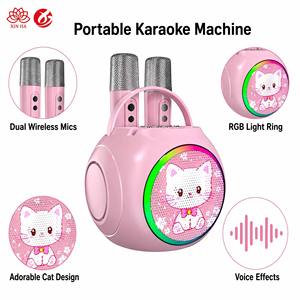 Altoparlante Portatile per Bambini a Forma di Gatto con Doppio Microfono Wireless, Luci RGB e Modificatore di Voce, Regalo per Feste di Compleanno - Product Image 4