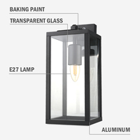 Lampe murale extérieure en aluminium noir et verre, lanterne rétro, luminaire AC 220V, éclairage de jardin et de terrasse