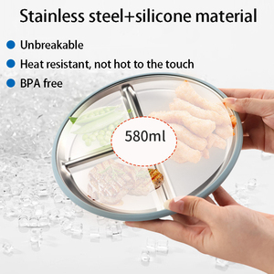 จานสแตนเลส9นิ้วพร้อมตัวดูดซิลิโคนแบบถอดได้ - Product Image 5