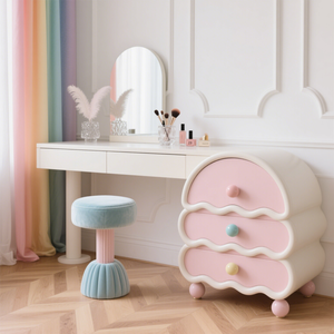 Tocador Moderno de Madera Maciza Color Crema, Nuevo Gabinete de Almacenamiento Integrado <span class=keywords><strong>para</strong></span> Dormitorio con Armario y Tocador - Product Image 4