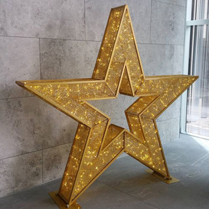 <span class=keywords><strong>Estrella</strong></span> de fibra de vidrio con purpurina dorada grande para decoración navideña al aire libre, <span class=keywords><strong>Estrella</strong></span> comercial pintada con caja de embalaje para uso en exteriores - Product Image 5