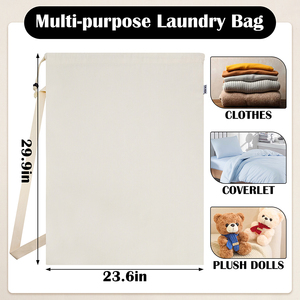 Bolsa de Lavandería de Lona Más Vendida, 24Wx29H, Cesto Grande con Correas <span class=keywords><strong>para</strong></span> Hombro y Cordón, Lavable, <span class=keywords><strong>para</strong></span> Dormitorio Universitario - Product Image 5