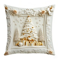 Housse de coussin de Noël personnalisée de luxe en or 45x45 cm, imprimé en peluche, motif cerf doré, bonhomme de neige, Père Noël, décoration de canapé pour la maison
