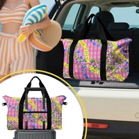 Sac de voyage et sac de sport unisexe en polyester pliable léger de grande capacité avec motif de fleurs d'hibiscus Aloha