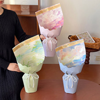 Feuilles de carton blanc romantique Evening Breeze, style peinture à l'huile, pour emballage floral de fleuriste, impression numérique
