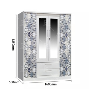 Maison moderne 4 portes en acier Almirah armoire motif imprimé fer <span class=keywords><strong>porte</strong></span> <span class=keywords><strong>coulissante</strong></span> en métal meubles de chambre à coucher pour salon salle de sport blanchisserie - Product Image 4