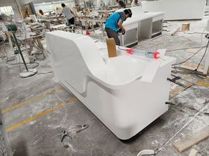 Petit bureau de réception moderne de style français en forme de L pour salon, <span class=keywords><strong>banque</strong></span> ou comptoir de réception de magasin, en pierre artificielle - Product Image 4