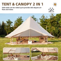 Tente cloche compacte 300 cm en toile de coton 280g, yourte de glamping imperméable PU3500, quatre saisons, avec poteaux en fer, une chambre et un salon, pour le camping