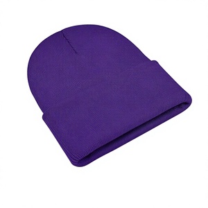 Bonnet unisexe violet vintage tricoté à la main, couleur unie, décontracté, pour l'hiver, la plage, le sport, ajustement extensible, taille adulte - Product Image 1
