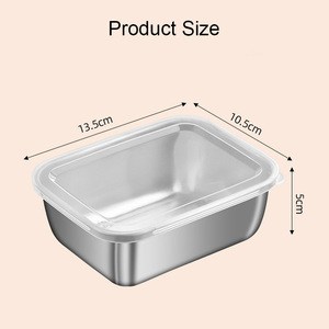 กล่องเก็บอาหารสแตนเลสแบบซ้อนได้สำหรับใส่ขนม ชีส เบคอน สำหรับแช่เย็น พร้อมฝา PP - Product Image 4