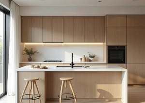 Armoires de <span class=keywords><strong>cuisine</strong></span> personnalisées en bois de couleur usine Menuiserie en mélamine personnalisée avec accessoires Évier Comptoir en marbre - Product Image 6